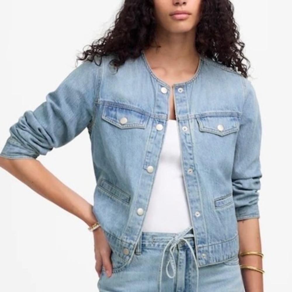 NWT Madewell Women's Cinched Lady Jacket Ashbury Wash Airy Denim Edition XL